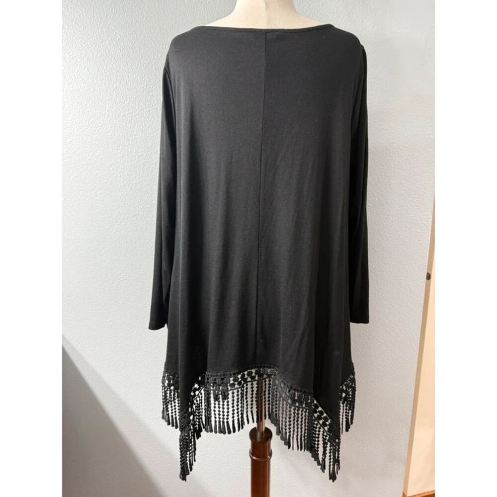 BloomChic Black WhimsyGoth Fringe Hem Tunic with Pockets | Size 14–16 - Picture 3 of 4